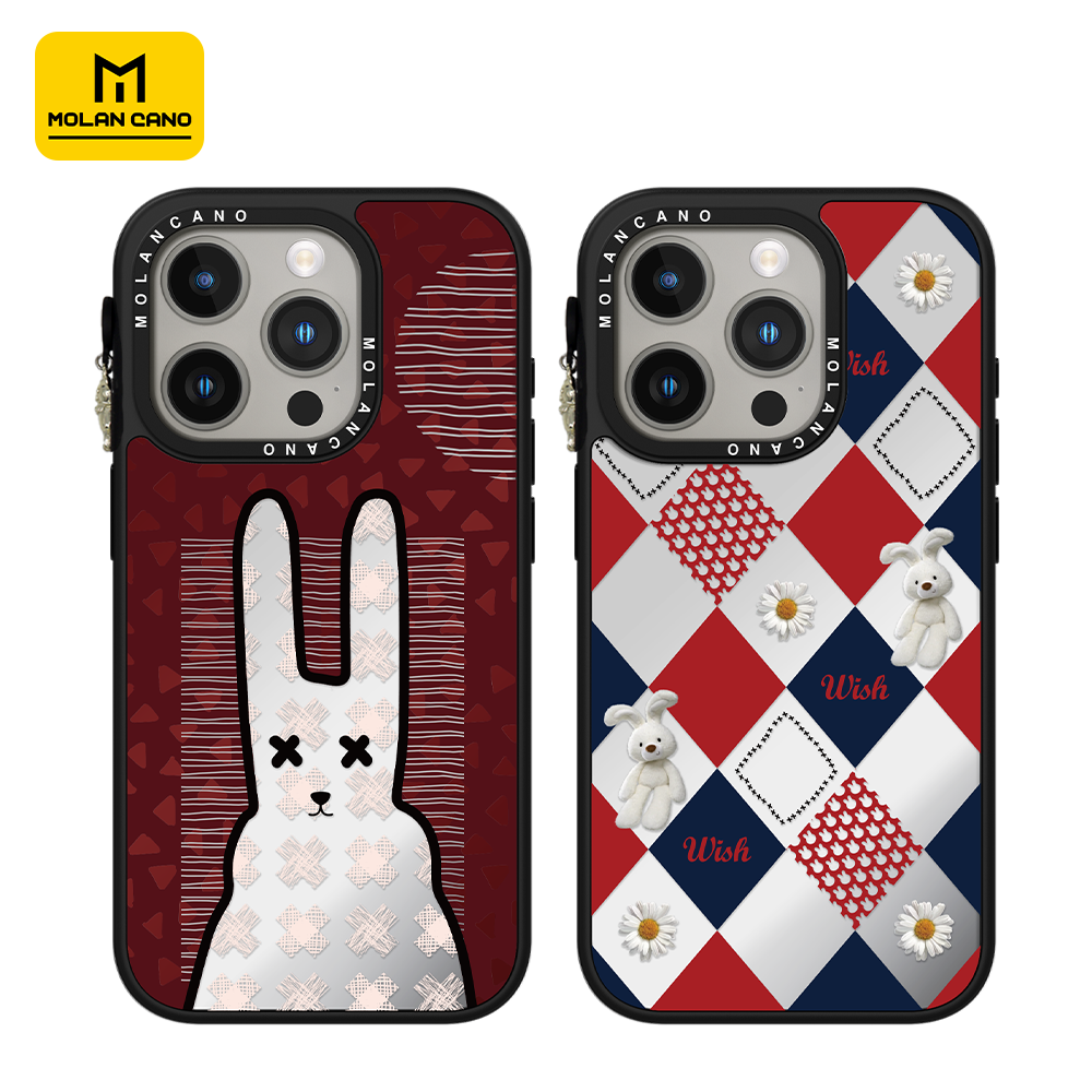 MOLAN CANO高级镜面款可爱兔子时尚创意iPhone16/15/14proMax磁吸苹果手机壳