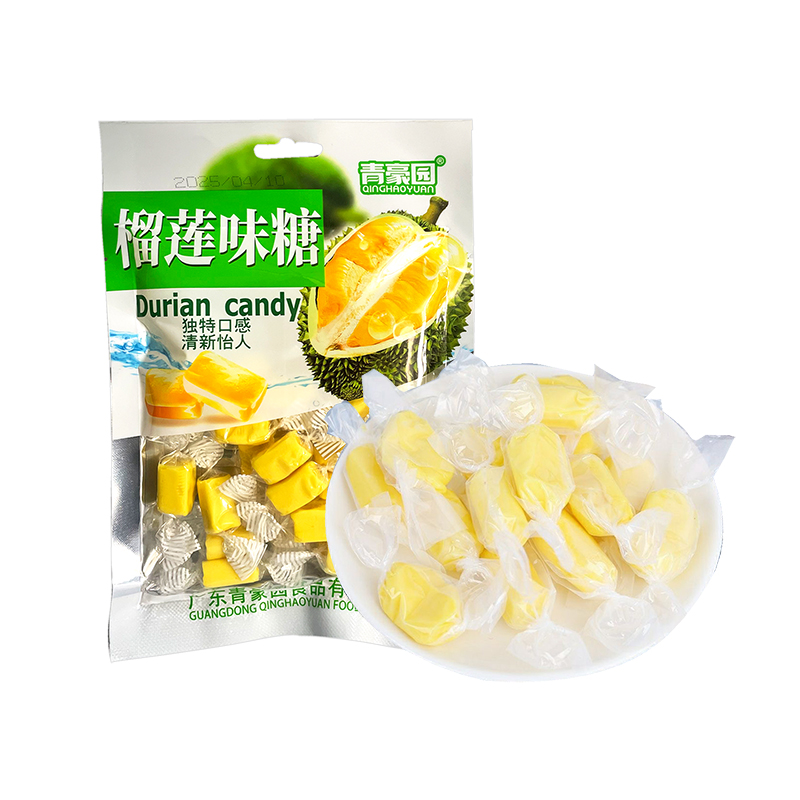 青豪园榴莲味糖袋装糖果独特口感清新怡人休闲零食