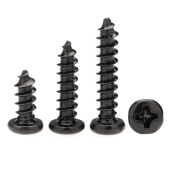 汉固威黑色盘头自攻螺丝PA圆头十字尖尾木牙小螺丝钉M1M2M3M4M5M6