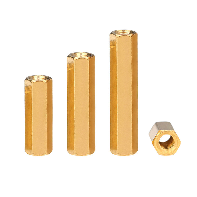 双通六角铜柱支撑隔离柱黄铜直通孔机箱主板双头空心螺柱m2m3m4m5