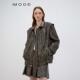 310MOOD秋季 复古时髦宽松显瘦拼接叠肩皮夹克外套上衣气质高级感