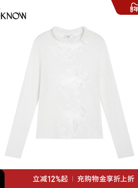 ICE DUST x LOOKNOW2025冬季新款高领镂空蕾丝针织打底