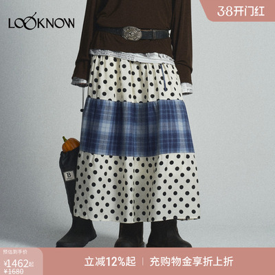 AUBRUINO格纹圆点半身长裙