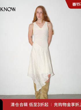IF BY LAND设计师品牌LOOKNOW2025夏季新款不对称纽结领连衣裙女