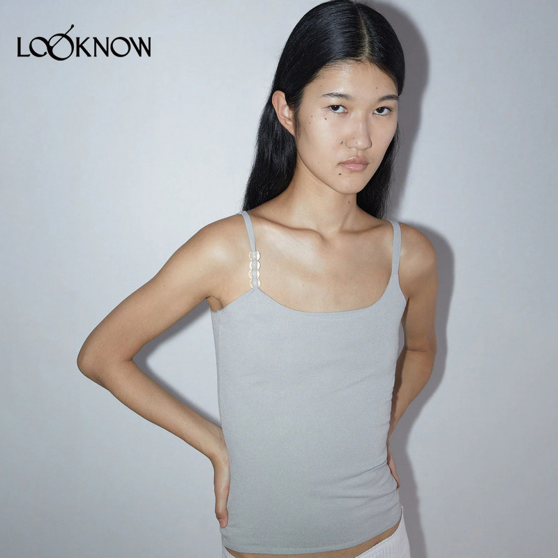 PALOMA WOOL设计师品牌LOOKNOW春季新款串珠单肩吊带背心 - 实物图