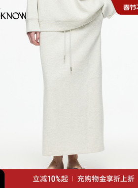 IF BY LAND设计师品牌LOOKNOW2025年春季新款灰色抽绳半身裙女