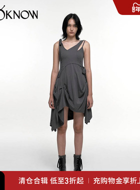 NACHE设计师品牌LOOKNOW春夏新款炭灰色连衣裙女