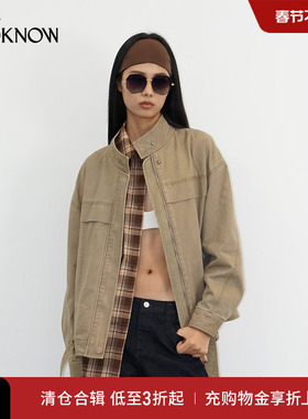 madeinormal X LOOKNOW2025秋冬新品浅卡其色复古洗褪水洗棉外套