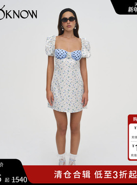 FOR LOVE AND LEMONS设计师品牌LOOKNOW春夏蓝色碎花连衣裙