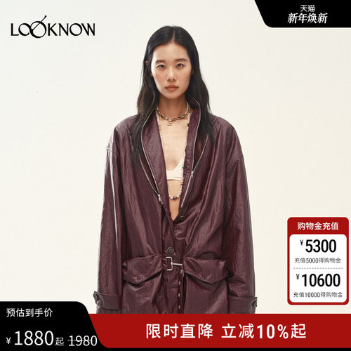 Medium Well X LOOKNOW2025年秋季新款拉链夹心领涂层外套女