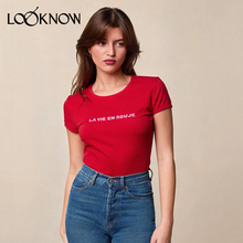 ROUJE设计师品牌LOOKNOW春夏24新款红色黄色印花法式上衣短袖T恤