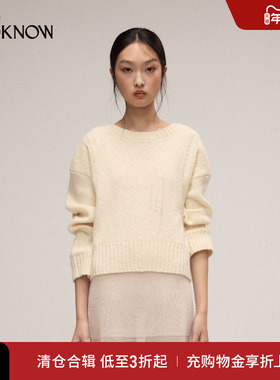nume设计师品牌LOOKNOW2025年春季新款双色羊毛针织长袖套头衫女