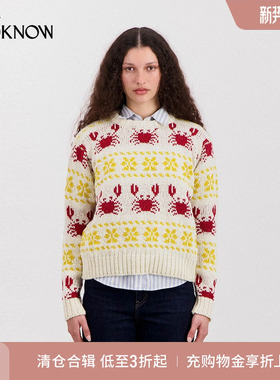 HOWLIN X LOOKNOW设计师品牌2025冬季新品棕色细条纹毛衣女