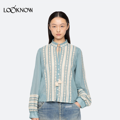 sea new york X LOOKNOW设计师品牌26春夏新品浅蓝色无领衬衫