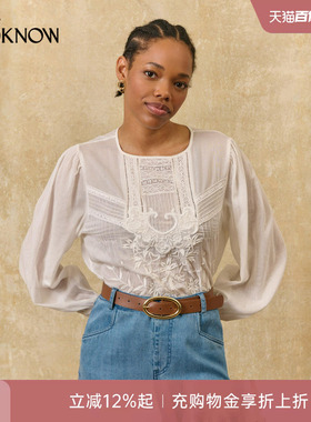louise misha x  LOOKNOW设计师品牌2026年春夏新品白色刺绣衬衫