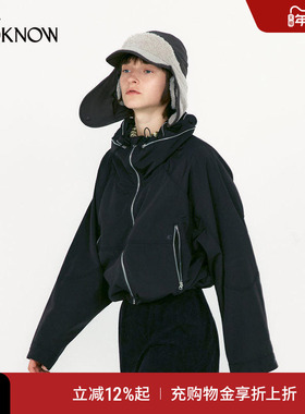 LOW CLASSIC x LOOKNOW设计师品牌2025秋季新款深棕色抽绳夹克女