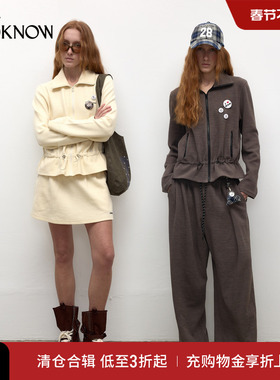 madeinormal糯糯系列LOOKNOW2025春新美式休闲多色勋章拉链外套女