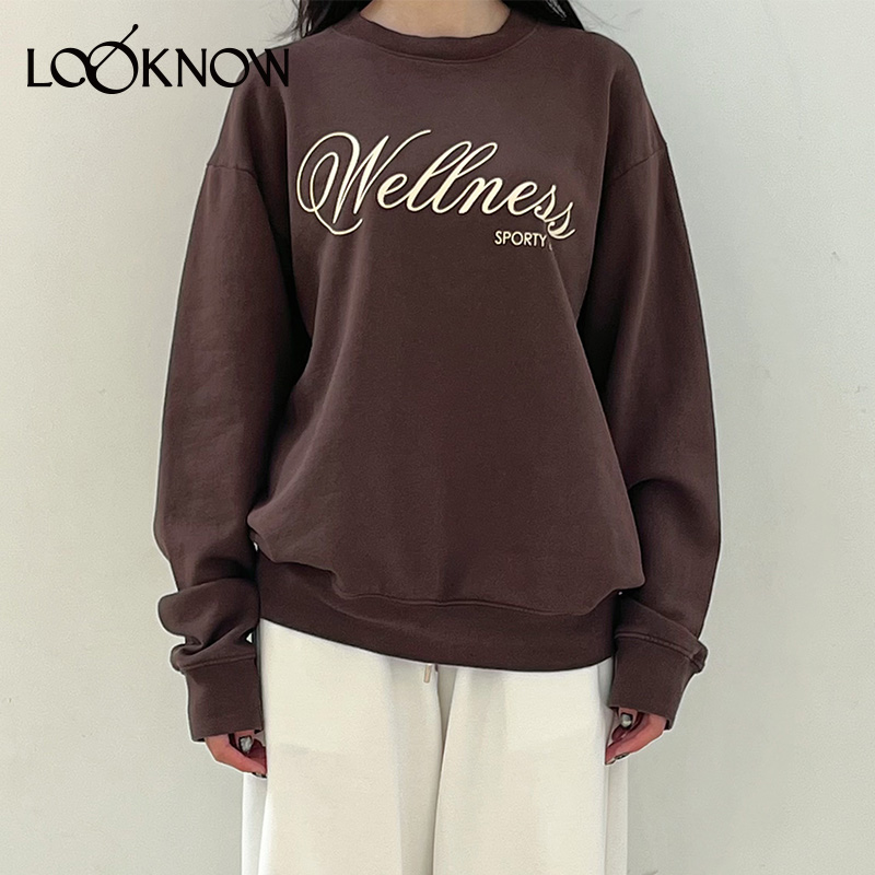 SPORTY&RICH棕色胸口印花卫衣