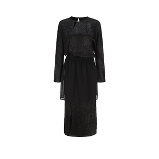 halfmoon设计师品牌LOOKNOW春夏新款黑色新中式腰部系扣连衣裙