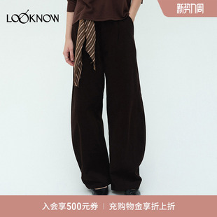 弯刀裤 LOOKNOW2026春夏琥珀天真长裤 宽松女 sense