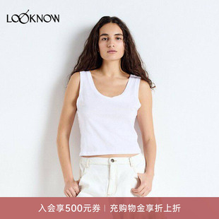 american vintage LOOKNOW26春季新品白色V领背心