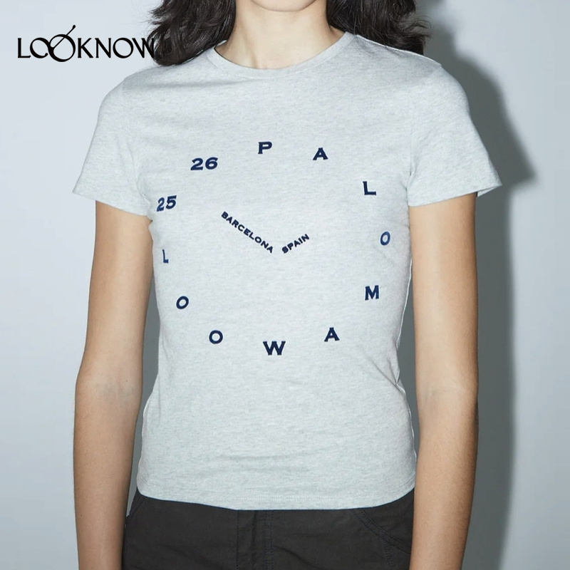PALOMA WOOL x LOOKNOW2025冬季新款灰色时钟T恤
