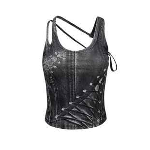 NACHE设计师品牌LOOKNOW春夏新款灰粉色黑色印花无袖背心女