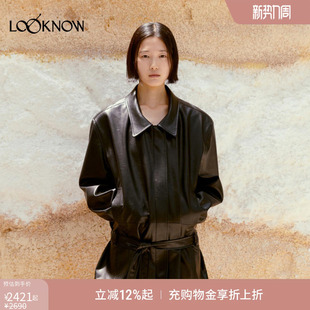 新品 LOOKNOW26春季 黑色系带皮衣 classic low