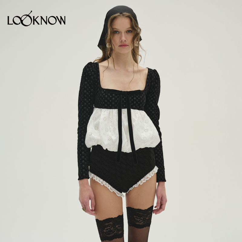 FOR LOVE AND LEMONS设计师品牌LOOKNOW24冬季新款黑白长袖上衣