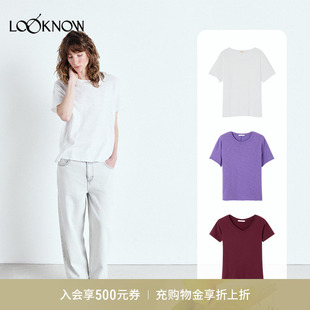 American Vintage X LOOKNOW2025年秋季新款圆领短袖T恤女