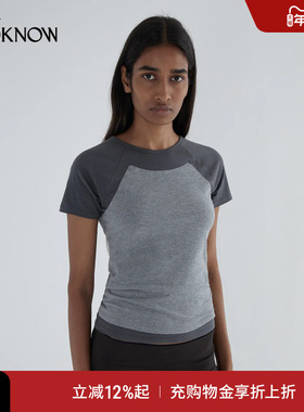 paloma wool X LOOKNOW设计师品牌2025秋冬新款灰色插肩T恤女