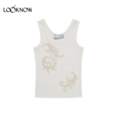 ZHI LOOKNOW2026春夏新品 珠绣装 饰罗纹背心女