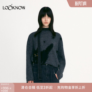 LOOKNOW2025冬季 新品 多色猫咪长袖 毛衣女 LOW 针织衫 CLASSIC