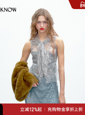 JACQUES WEI设计师品牌LOOKNOW2025年秋季浅灰色宫廷领蕾丝背心