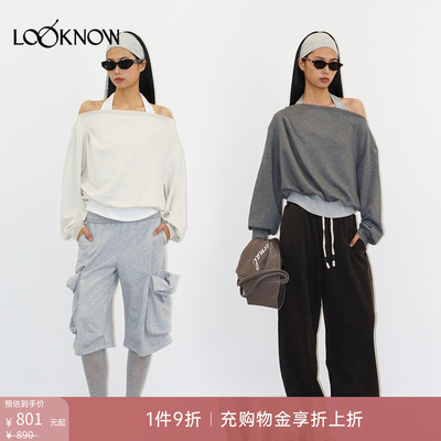 madeinormal x LOOKNOW2026春夏新款假两件挂脖荡领卫衣