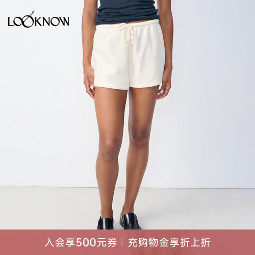 american vintage LOOKNOW26春季新品米白色松紧短裤