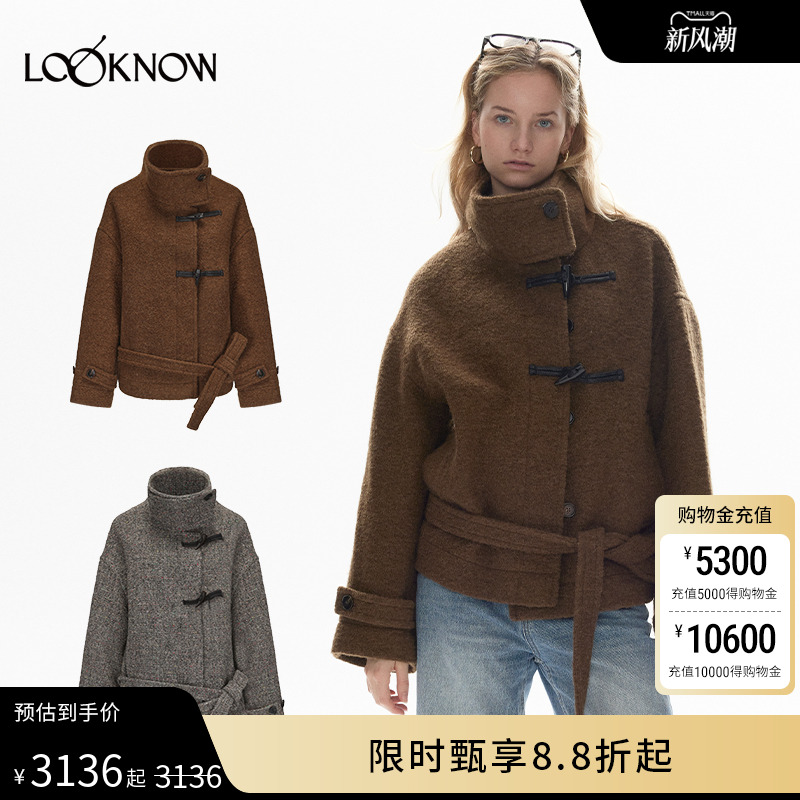 halfmoon设计师品牌LOOKNOW2024年冬季新款短款毛呢外套