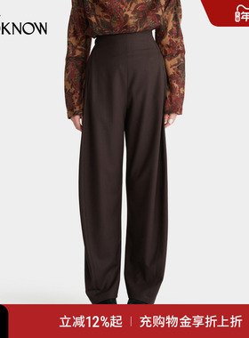 deepmoss X LOOKNOW2025年秋季新款超高腰微弧休闲阔腿裤女