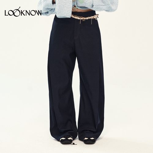 Medium Well x LOOKNOW设计师品牌25年秋季新款伽马褶线弯刀裤女