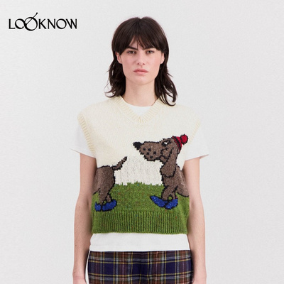 HOWLIN X LOOKNOW设计师品牌2025秋冬白色花卉图案背心女