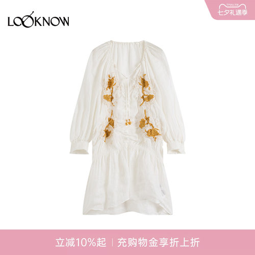 ice dust x LOOKNOW设计师品牌2026年春夏新品V领抓皱花小衫
