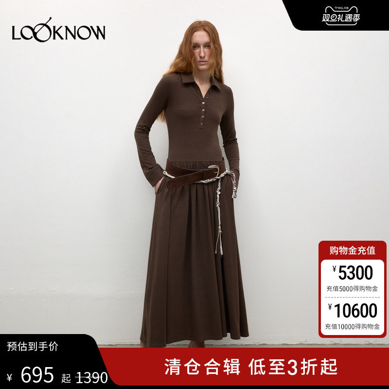 madeinormal设计师品牌LOOKNOW2025年春新抽褶polo领连衣裙女