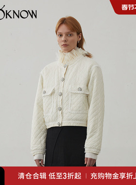 IF BY LAND设计师品牌LOOKNOW白色珩缝短款羽绒服