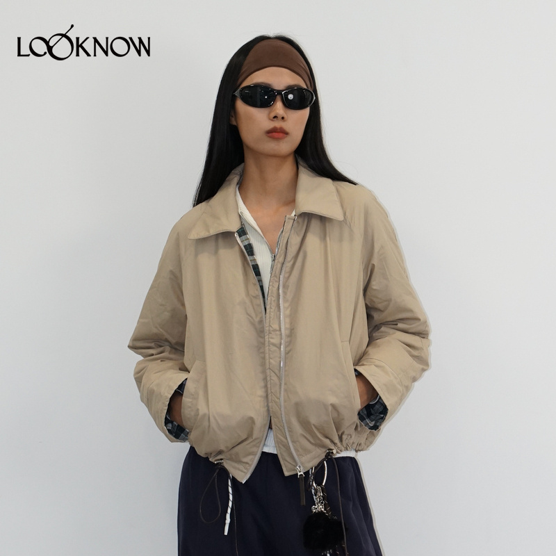 madeinormal x LOOKNOW2025秋冬新款浅卡其色花苞抽绳羽绒服女
