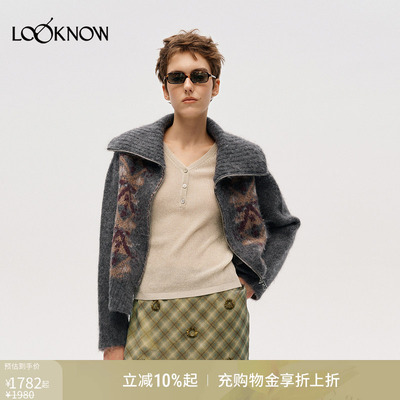 ICE DUST X LOOKNOW设计师品牌秋冬新款提花拉链翻领毛衫外套