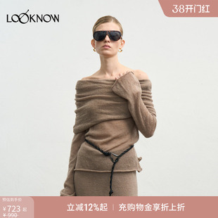 halfmoon x LOOKNOW2025年秋季新款一字翻领针织衫女