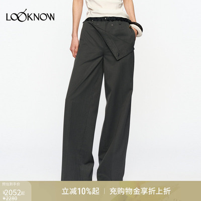 jacques wei X LOOKNOW2026春夏新款灰色一片式金扣西装长裤