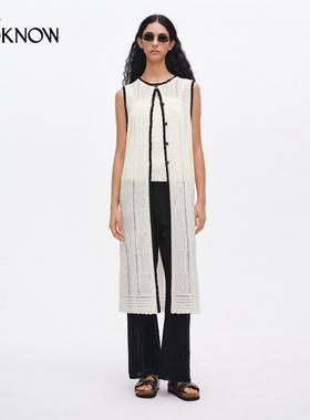 ICE DUST x LOOKNOW2026春夏新品镂空绞花无袖长开衫