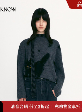 LOW CLASSIC X LOOKNOW2025冬季新品多色猫咪长袖针织衫毛衣女
