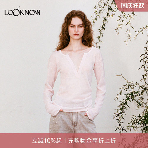 OSMOS X LOOKNOW新款透视肌理套头衫女